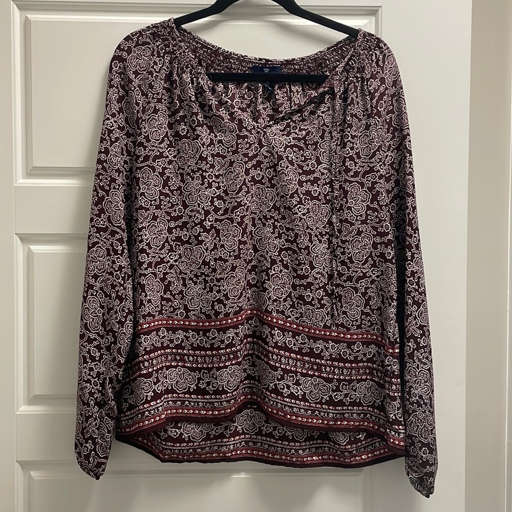 Gap Maroon Pattern Blouse